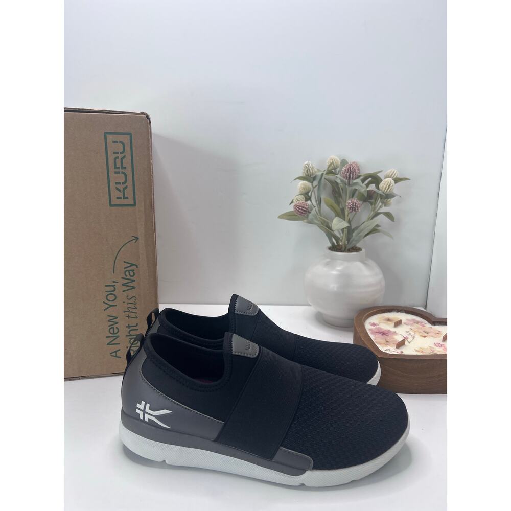 Kuru Ellie Knit Slip On Sneaker Jet Black/Mist/Smoke Gray Women 10.5 M Tried On